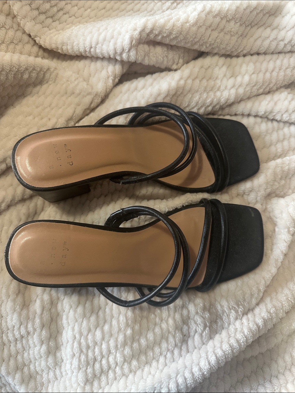 Target Black Strappy Square-Toe Low Block Heels